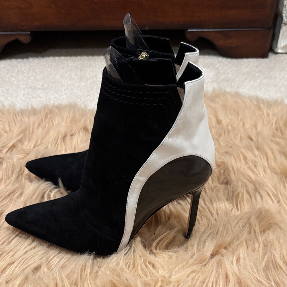 Manolo Blahnik Black and White Ankle Booties